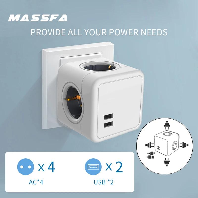 Massfa EU ÷ Ƽ, AC ܼƮ 4 , USB Ʈ 2 , 6 in 1     ,   ȣ
